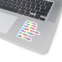 Days Of The Week Kiss-Cut Stickers For Calendar, Notebooks, Journals, Laptops (2 x 2, 3 x 3, 4 x 4, 6 X 6 ) Transparent & White