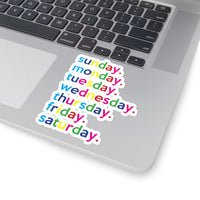 Days Of The Week Kiss-Cut Stickers For Calendar, Notebooks, Journals, Laptops (2 x 2, 3 x 3, 4 x 4, 6 X 6 ) Transparent & White